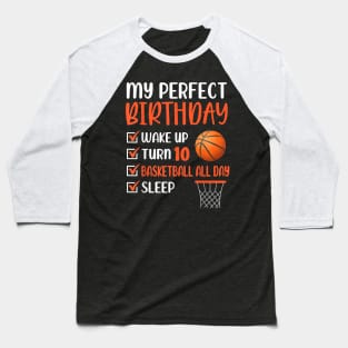 10 Year Old Basketball Birthday Party 10th Boy Bday Ten Baseball T-Shirt